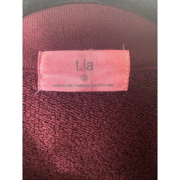 ANTHROPOLOGIE SHACKET S OVERSIZED SHIRT JACKET T.LA EAMON MAROON FLEECE PULLOVER - Picture 3 of 9